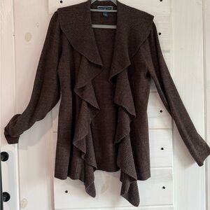 Karen Scott Brown Ruffle Cardigan